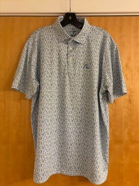 Rhoback Men’s Bluebonnet Print Polo, Great Condition!